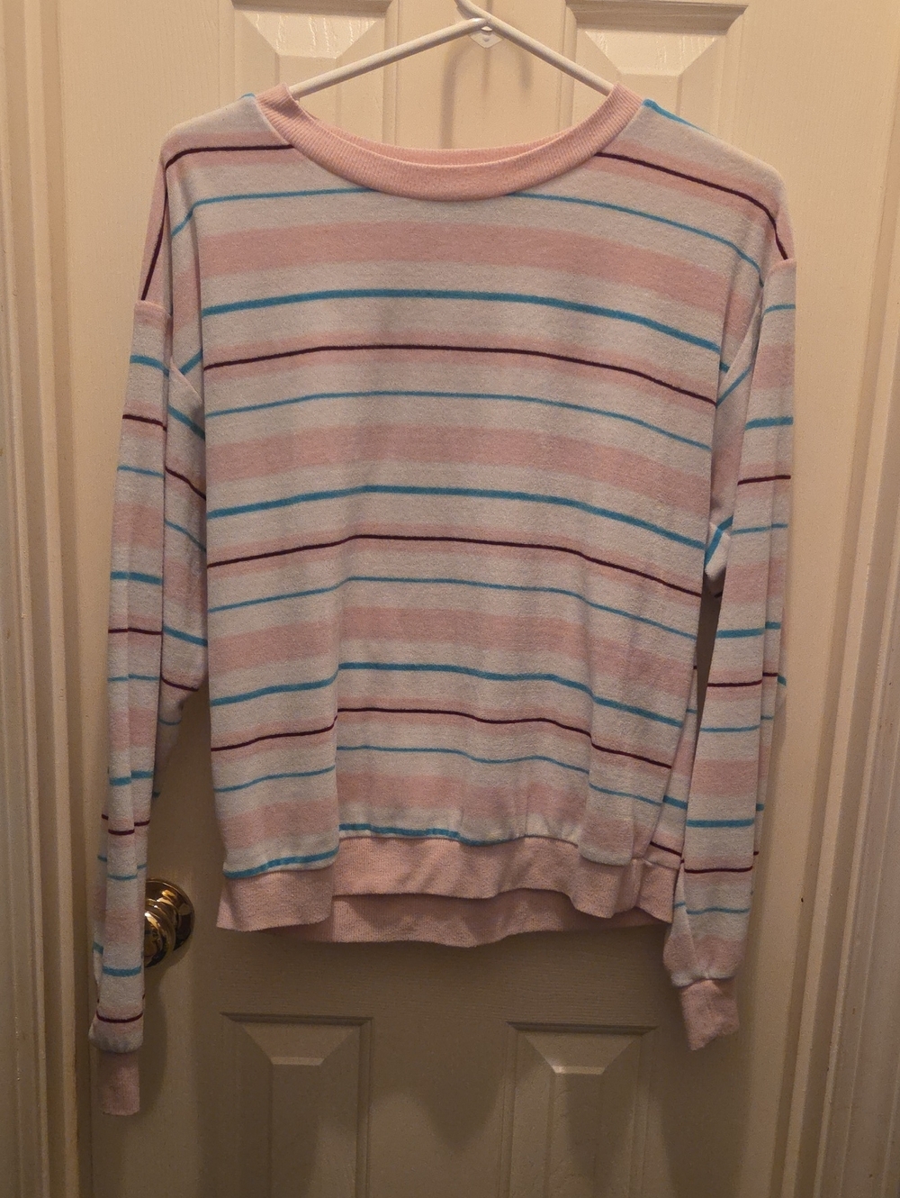Urban Outfitters Pastel Pink Striped Crewneck Sweatshirt